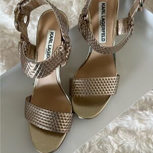 Karl Lagerfeld Metallic Gold Sandals